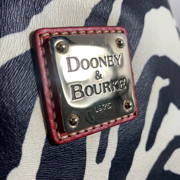 DOONEY BOURKE Zebra Drawstring Bucket Bag Red Leather Trim Buckle Strap EUC - Picture 7 of 15